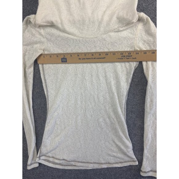 Prana Cowl Neck Sweater Women's Small Ivory Geometric Long Sleeve Pullover - Picture 2 of 6